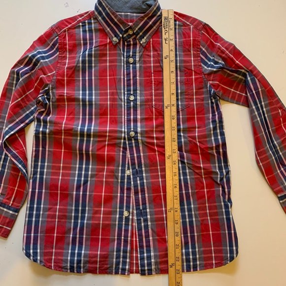 CREWCUTS cotton madras patterned shirt size 10 - Picture 9 of 12